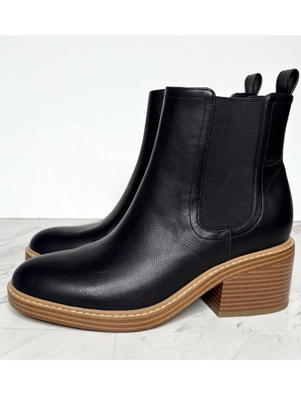 Marc Fisher Modesty Black Stacked Heel Chelsea Bootie 8M
